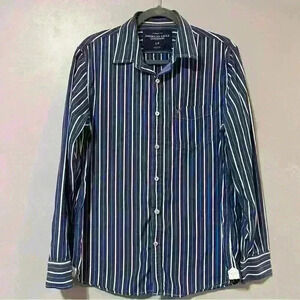 American Eagle Shirt Mens Size Large Vintage Fit Blue Striped Long Sleeve